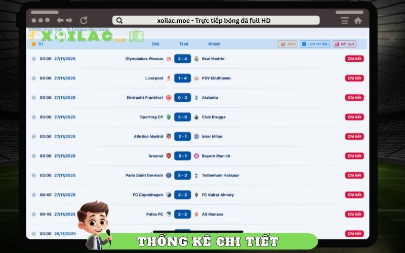 Thống kê trận đấu chi tiết – hỗ trợ người chơi cá cược